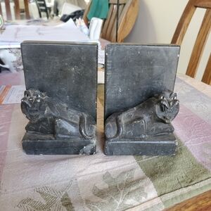 Vintage Marble Foo Dog, Lion, Or Panther Bookends 5" Tall See Pictures